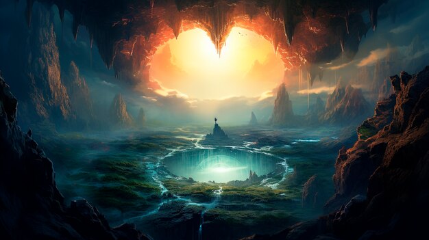 Fantasy endless hole landscape