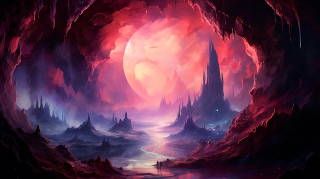 Fantasy endless hole landscape