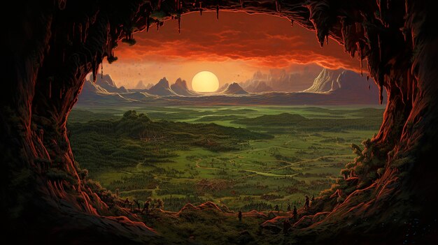 Fantasy endless hole landscape