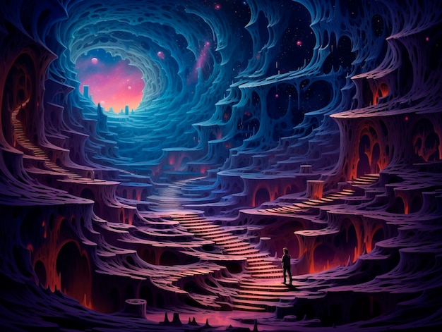 Fantasy endless hole landscape