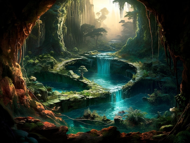 Fantasy endless hole landscape