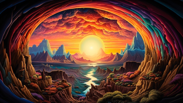 Fantasy endless hole landscape