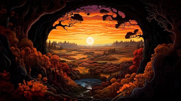 Fantasy endless hole landscape