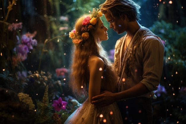 Free photo fantasy fairy couple getting married