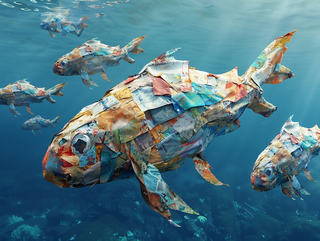 Free photo fantasy fish made of plastic