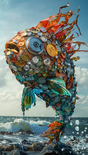 Free Photo fantasy fish made of plastic