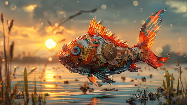 Free photo fantasy fish made of plastic