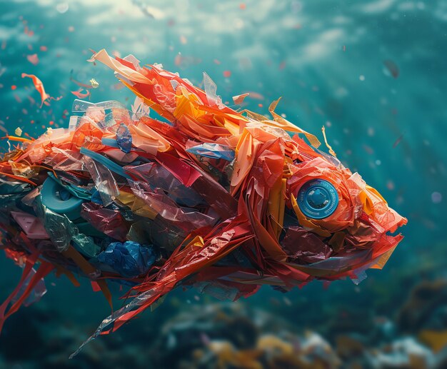 Fantasy fishes made of plastic