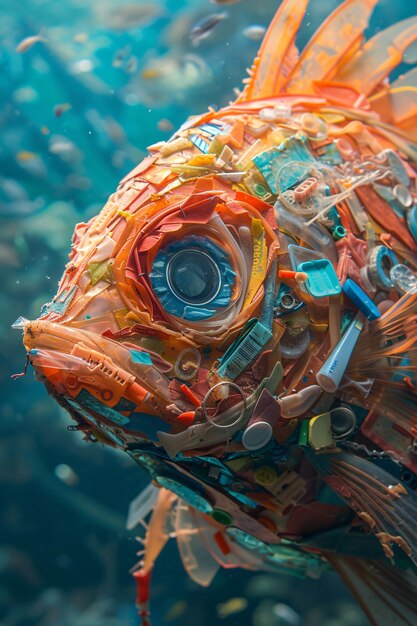 Fantasy fishes made of plastic