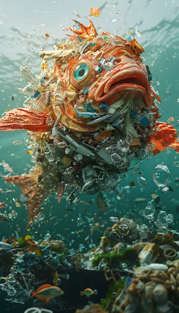 Fantasy fishes made of plastic