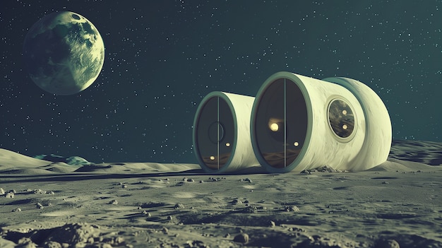 Free photo fantasy house on the moon illustration