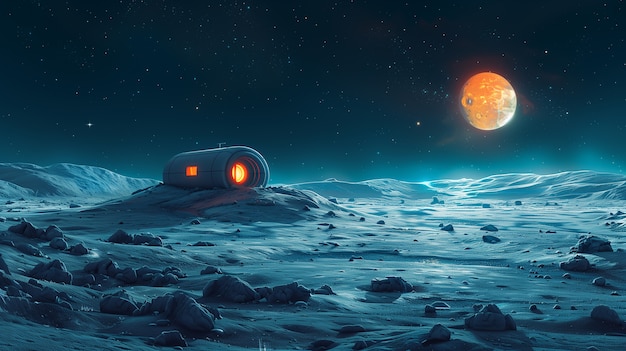 Free photo fantasy house on the moon illustration