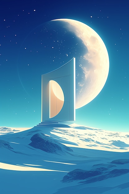 Free photo fantasy house on the moon illustration