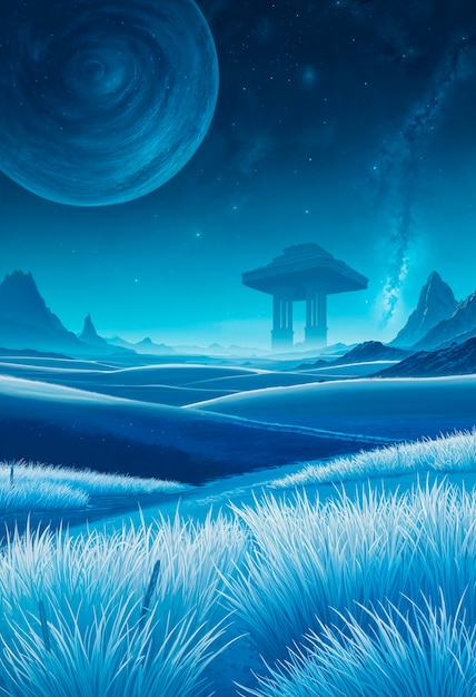 Free Photo fantasy landscape of alien planet illustration