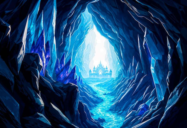 Fantasy landscape of  cave illustration