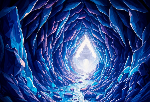 Free Photo fantasy landscape of cave illustration