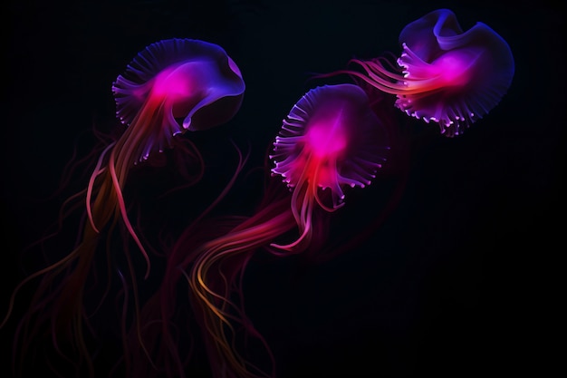 Free photo fantasy marine landscape with bioluminescent nature