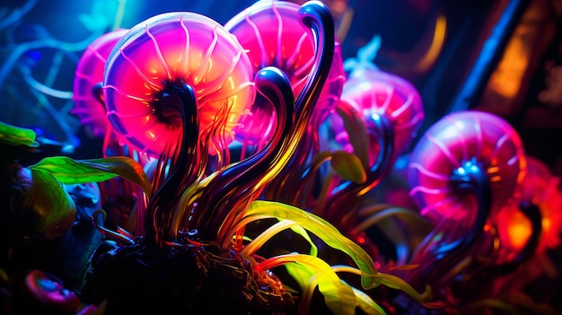 Free photo fantasy marine landscape with bioluminescent nature