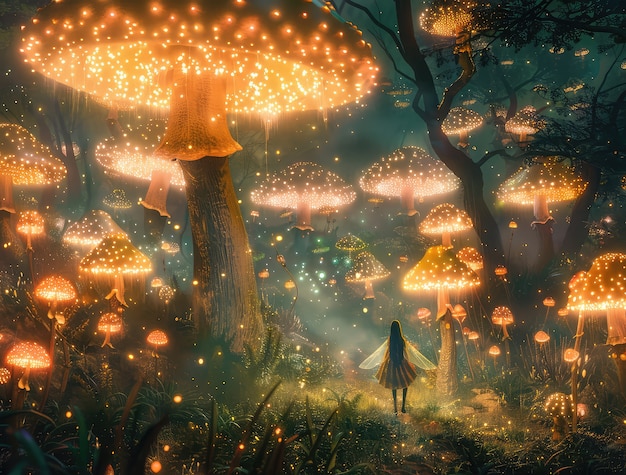 Free photo fantasy mushroom landscape