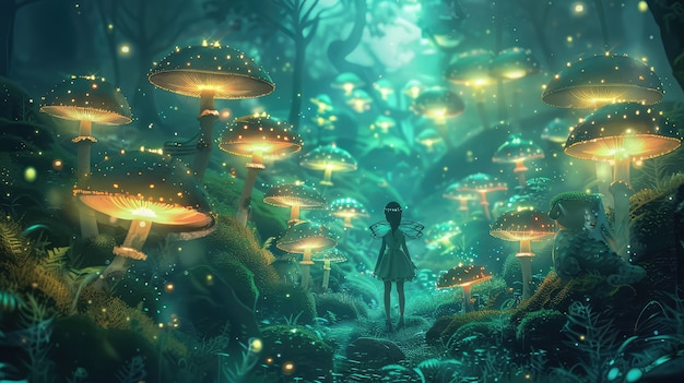 Free photo fantasy mushroom landscape