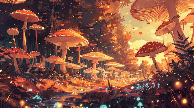 Free photo fantasy mushroom landscape