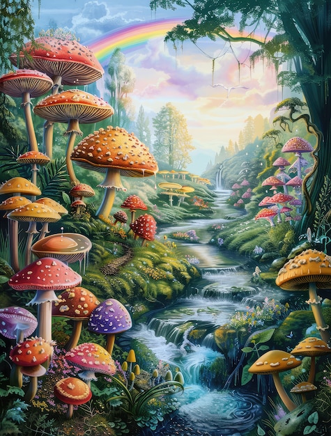 Free photo fantasy mushroom landscape