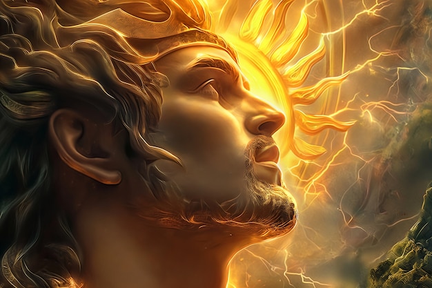 Free photo fantasy scene depicting the sun god's