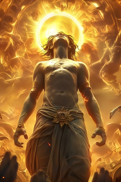 Fantasy scene depicting the sun god's