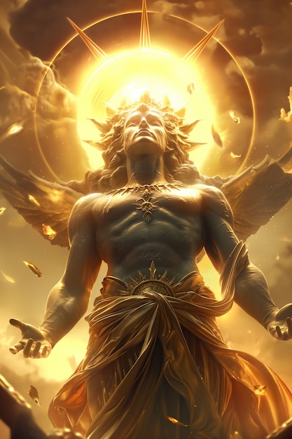 Free photo fantasy scene depicting the sun god's