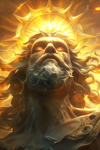 Free photo fantasy scene depicting the sun god's