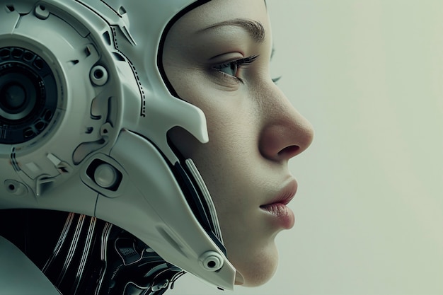 Free Photo fantasy scene with futuristic robotic human character