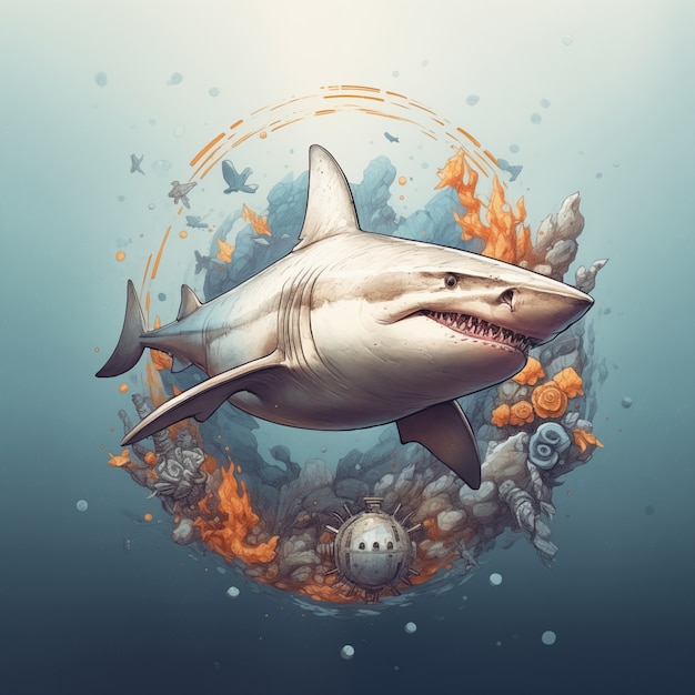 Fantasy shark illustration