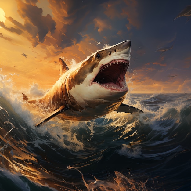 Free photo fantasy shark illustration