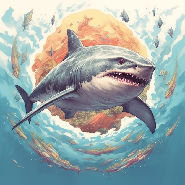 Fantasy shark illustration