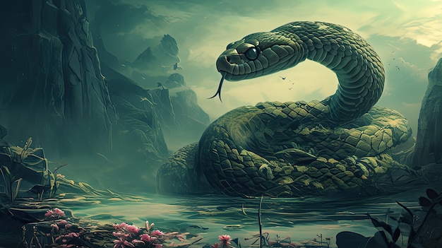 Free photo fantasy snake illustration