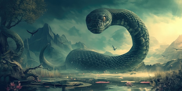 Free Photo fantasy snake illustration