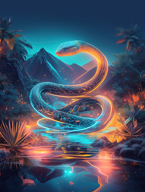 Free photo fantasy snake illustration