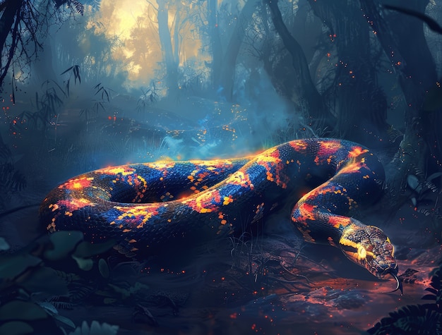 Free Photo fantasy snake illustration