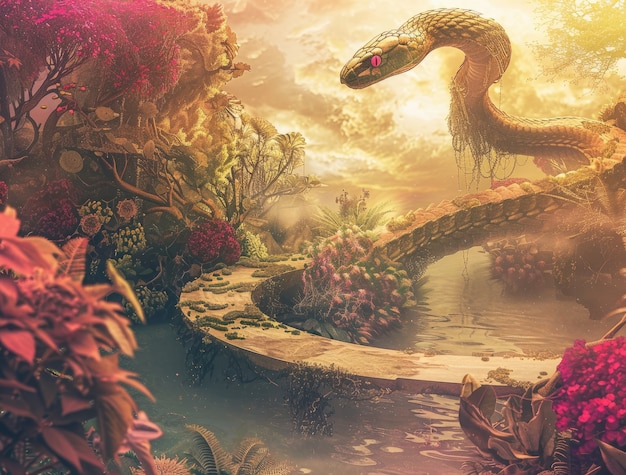 Free photo fantasy snake illustration