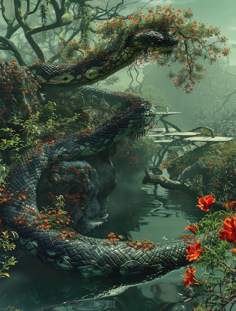 Free Photo fantasy snake illustration