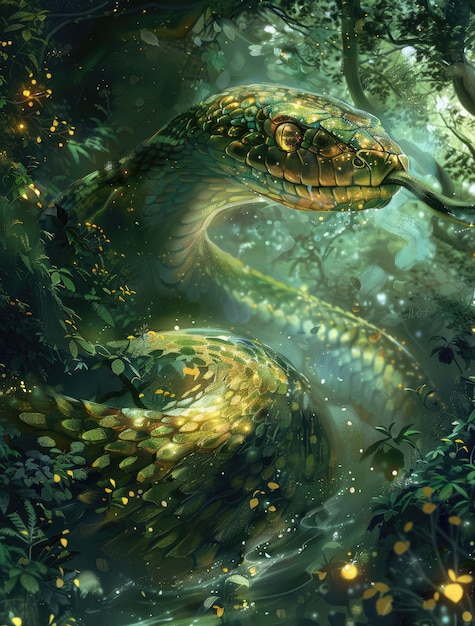 Free photo fantasy snake illustration