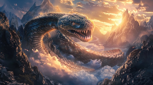 Free photo fantasy snake illustration