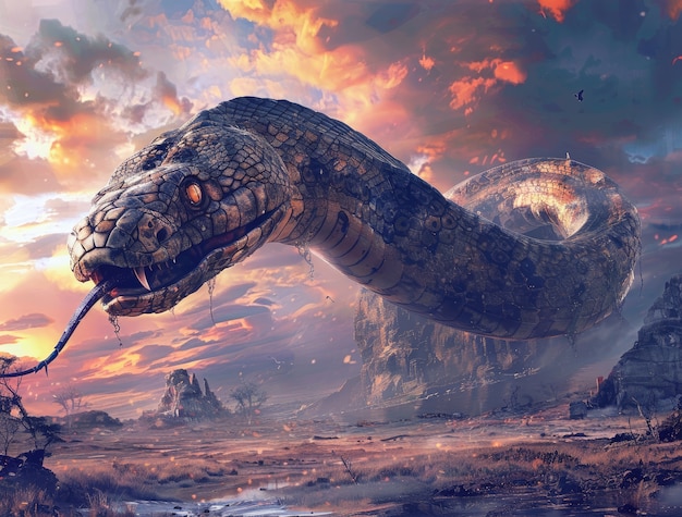 Free photo fantasy snake illustration