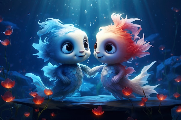 Free photo fantasy style animals being in love