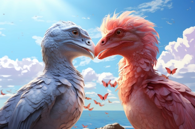 Fantasy style animals being in love