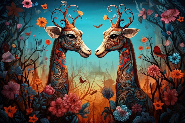 Free photo fantasy style animals being in love