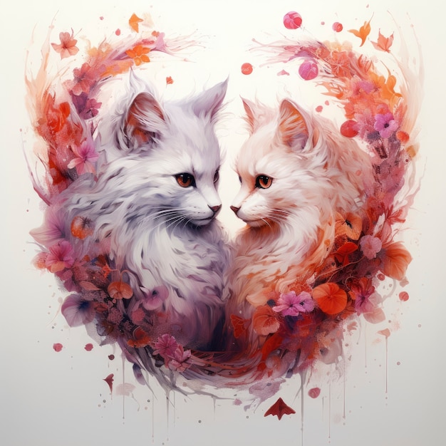 Fantasy style animals being in love