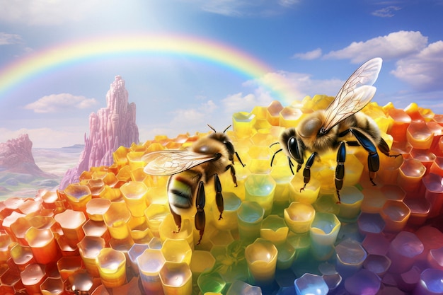 Free Photo fantasy style bee in nature