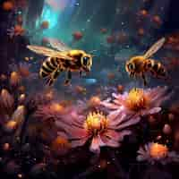 Free photo fantasy style bee in nature