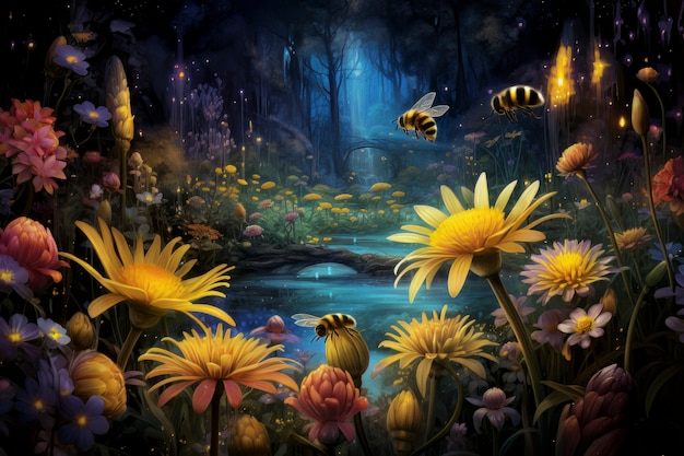 Free Photo fantasy style bee in nature